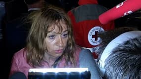 Nathalie Boileau, l'une des rescapés du séisme au Népal, à l'aéroport de Roissy, le 30 avril. 