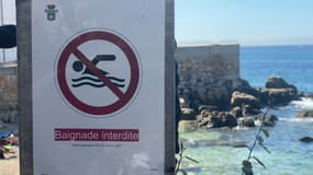 Un panneau baignade interdite à la plage Eden Roc de Bandol (Var), à la mi-août 2023.