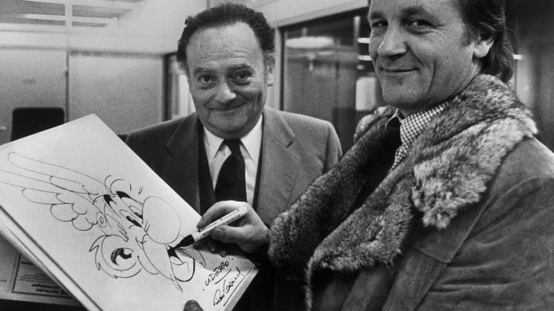 René Goscinny (à gauche) et son complice, le dessinateur Albert Uderzo (à droite) dans les années 1970.