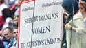 Une bannière en soutien aux supportrices iraniennes