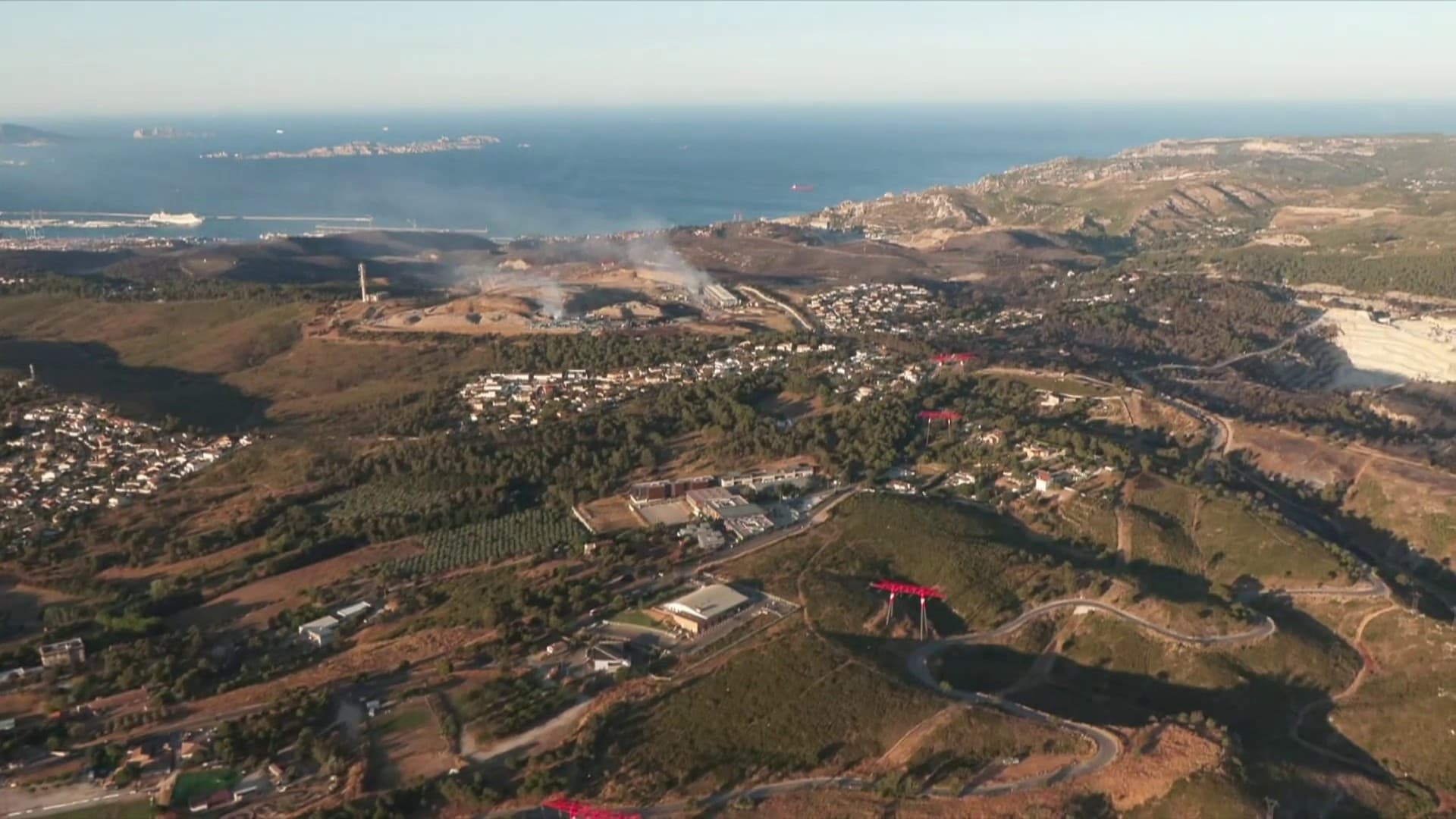 The Pennes-Mirabeau fire (Bouches-du-Rhône) seen from the sky on Wednesday, July 9, 2025.