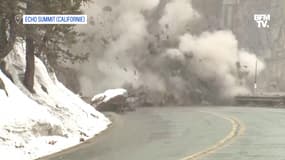 Un énorme rocher bloquant une route mythique de Californie pulvérisé à coups d'explosifs