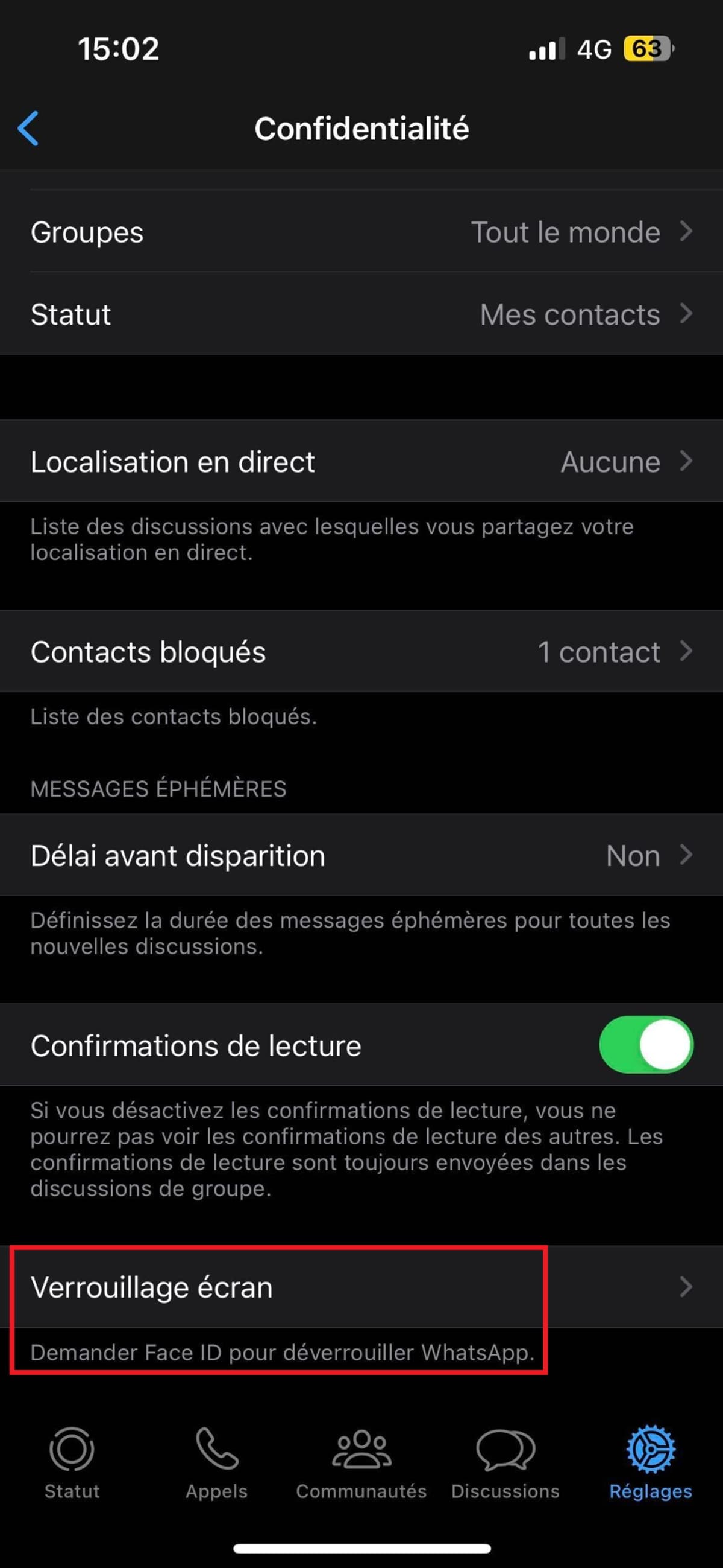 comment verrouiller whatsapp avec un code sur iphone