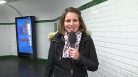 La ministre des Relations avec le Parlement Marie Lebec, dans une station de métro à Paris, le 12 janvier 2024.