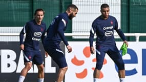 Karim Benzema, Antoine Griezmann et Kylian Mbappé avec l'équipe de France