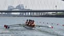Les Françaises sur le site olympique d’aviron et de canoë de Tokyo, appelé le Sea Forest, lors d'une compétition test avant les JO  