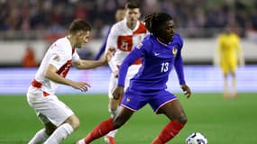 Manu Koné avec l'équipe de France, à Split le 20 mars 2025