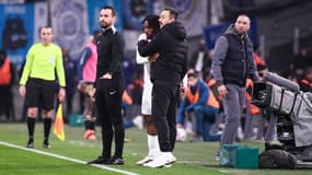 Elye WAHI et Roberto DE ZERBI lors de Marseille-Le Havre, le 24/01/2025