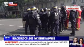 Retraites: tensions autour d'un feu sur le parcours du cortège parisien