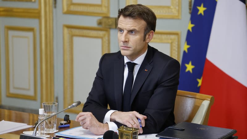 Emmanuel Macron à l'Élysée, le 24 février 2022