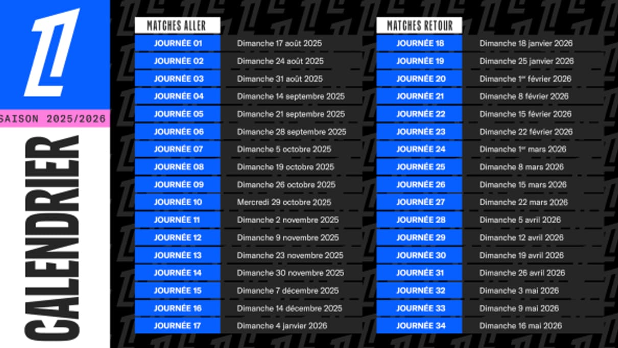 Ligue 1: les dates du calendrier 2025-2026 déjà annoncées