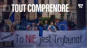 Des manifestants pro-UE devant le Tribunal constitutionnel polonais