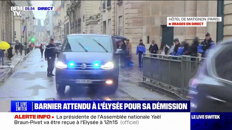 Michel Barnier quitte Matignon pour remettre sa lettre de démission à l'Élysée