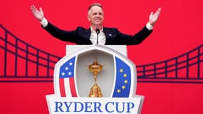 Luke Donald, capitaine de l'équipe européenne, lors de la cérémonie d'ouverture de la Ryder Cup, le 24 septembre 2025 à New York