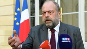 Conférence de presse du ministre de la justice Eric Dupond-Moretti, à son ministère, le 1er mars, à Paris 