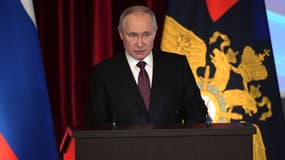 Vladimir Poutine lors d'un discours à Moscou le 20 mars 2023