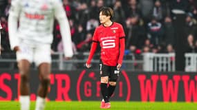 Kyogo Furuhashi lors du match Rennes-Strasbourg (1-0, L1), le 2 février 2025