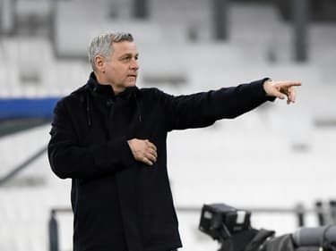 Le nouvel entraîneur du Stade Rennais, Bruno Genesio, lors du match de Ligue 1 à Marseille, le 10 mars 2021