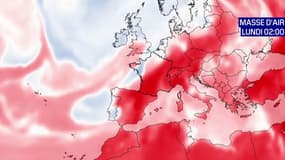 Illustration de la vague de chaleur en direction de la France le 14 août. 