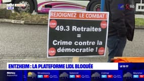 Retraites: la plateforme Lidl bloquée à Entzheim