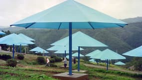Les parapluies géants de Christo au Japon, en 1991.