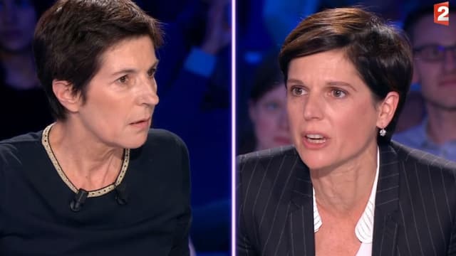 Christine Angot et Sandrine Rousseau dans "On n'est pas couché", le 30 septembre 2017