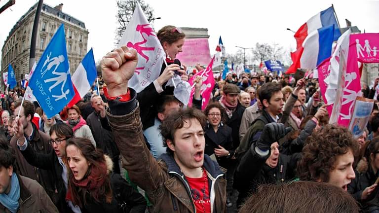 Des opposants au Mariage pour tous défilent dans les rues de Paris, lors d'une précédente manifestation, en janvier dernier.