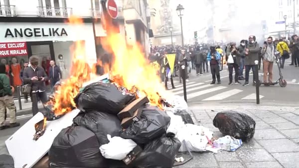 Des individus ont mis le feu à des poubelles à Paris en marge de la manifestation