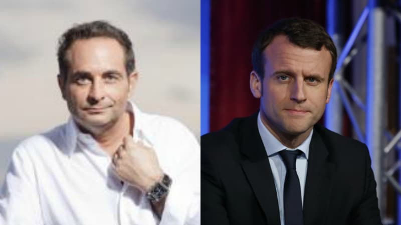 L'ex-animateur de TF1, Laurent Fontaine et le candidat à la présidentielle Emmanuel Macron. 
