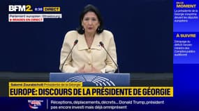 Devant le Parlement européen, la présidente de la Géorgie souligne le "courage" du peuple
