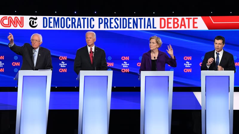 Les quatre favoris des primaires démocrates: Bernie Sanders, Joe Biden, Elizabeth Warren et Pete Buttigieg.