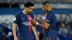 MARQUINHOS et Kylian MBAPPE le 03/06/2023 lors de PSG-Clermont