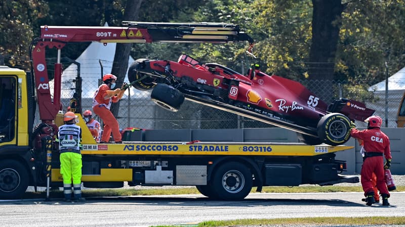 GP d'Italie: le crash impressionnant de Sainz lors des essais libres