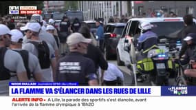 JO 2024: la flamme s'élance dans les rues de Lille