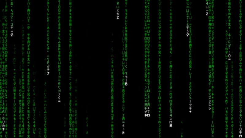 Les pluies de caractères en lignes de code, typiques du film Matrix.