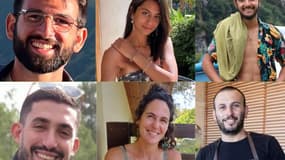 Almog Sarusi, Eden Yerushalmi, Hersh Goldberg-Polin, Ori Danino, Carmel Gat et Alexander Lobanov, 6 otages du Hamas retrouvés morts par l'armée israélienne, le 1er septembre 2024. Photos non datés communiqués par leurs proches
