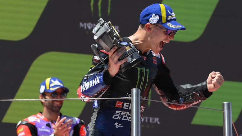 La joie de Fabio Quartararo, vainqueur du GP de Catalogne
