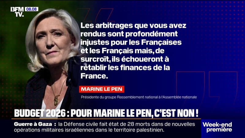 Budget 2026: dans une lettre à François Bayrou, Marine Le Pen dénonce des 
