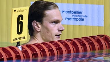 Yannick Agnel lors des séries du 100 m libre des championnats de France à Montpellier, le 1er avril 2016 