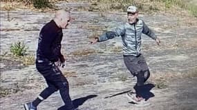 Deux des fugitifs pendant leur évasion de la prison Vale de Judeus, au Portugal, le 7 septembe 2023.