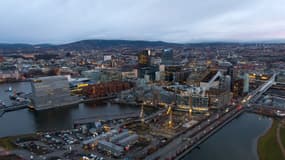 Une vue aérienne d'Oslo en Norvège.