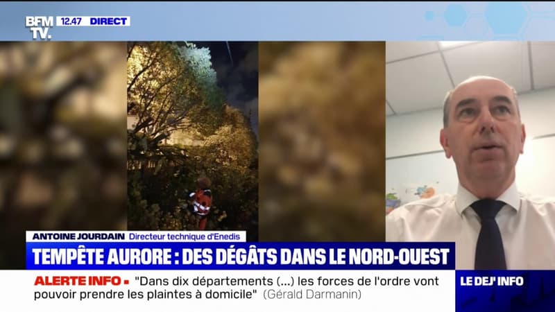 Tempête Aurore: le directeur technique d'Enedis déclare que "120.000 clients privés d'électricité"