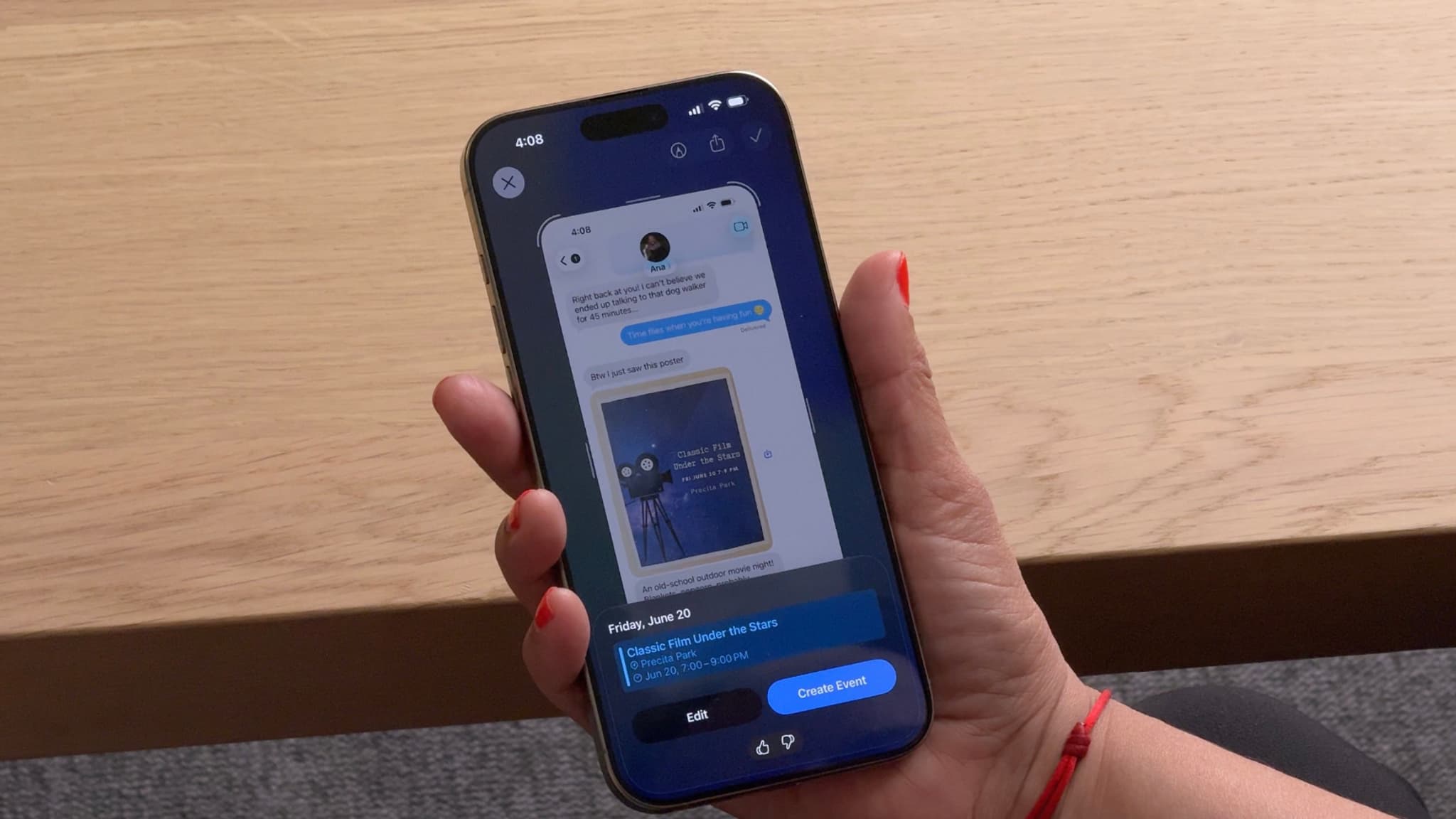 La fonction Intelligence visuelle sur iOS 26 permet d'identifier un rendez-vous à ajouter à votre calendrier à partir d'une simple capture d'écran