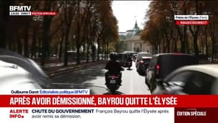 Chute du gouvernement: après avoir démissionné, François Bayrou quitte l'Élysée