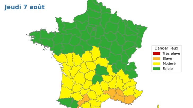 Waldwettervorhersage von Météo France für Donnerstag, 7. August 2025