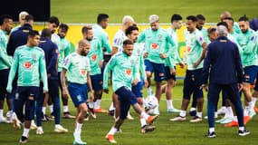 Neymar avec l'équipe du Brésil à la Coupe du monde, à Doha le 17 novembre 2022