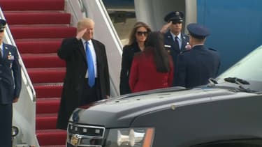 Donald et Melania Trump arrivent à Washington DC, le 19 janvier.