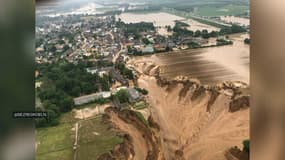 Des victimes et des disparus sont à déplorer après un glissement de terrain à Erftstadt-Blessem (Allemagne), le 16 juillet 2021.