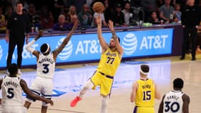 Luka Doncic lors de la victoire des LA Lakers face à Minnesota (94-85, playoffs NBA), le 22 avril 2025