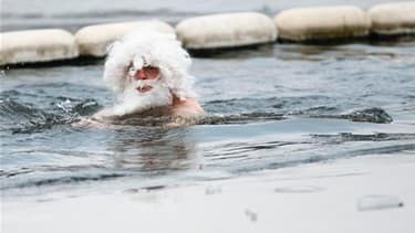 La traditionnelle course de Noël de la Serpentine, ce lac artificiel situé à Hyde Park, au coeur de Londres, a été annulée samedi en raison des eaux prises dans la glace. /Photo prise le 25 décembre 2010/REUTERS/Andrew Winning